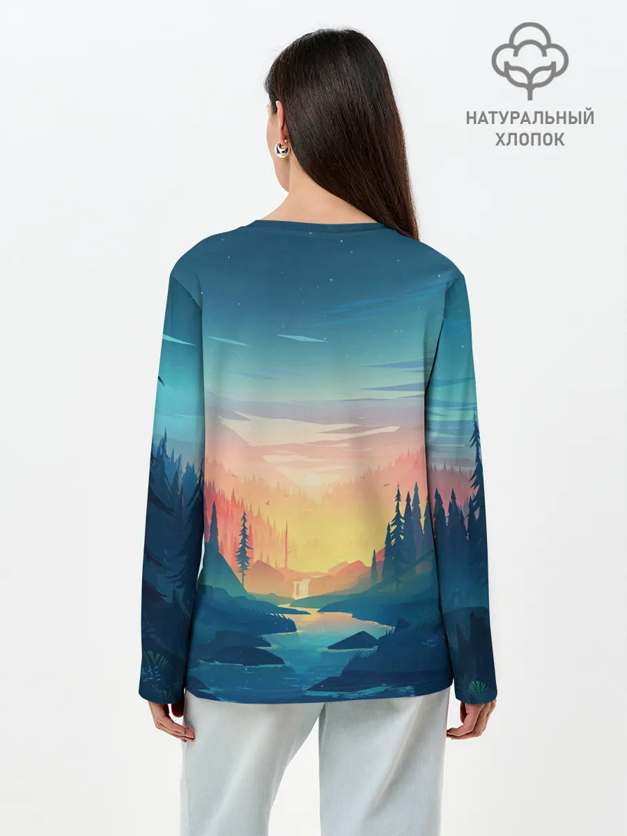 Лонгслив женский. Хлопок / Природа
