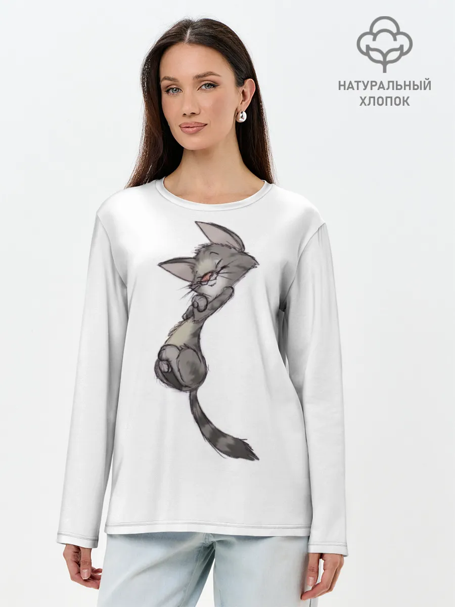 Лонгслив женский. Хлопок / Милый котя