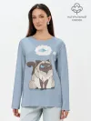 Лонгслив женский. Хлопок / Голодный котейка