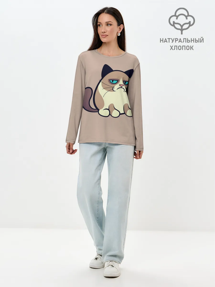 Лонгслив женский. Хлопок / Великий Grumpy Cat
