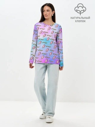 Лонгслив женский. Хлопок / BLACKPINK ICE CREAM