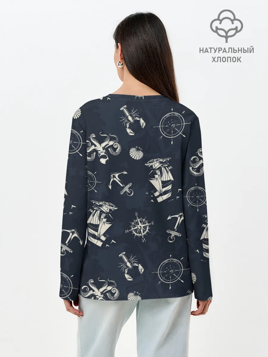 Лонгслив женский. Хлопок / Nautical art