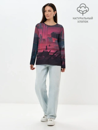 Лонгслив женский. Хлопок / Город Будущего