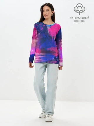 Лонгслив женский. Хлопок / Неоновые Краски