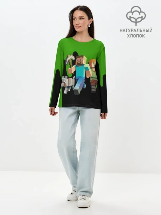 Лонгслив женский. Хлопок / minecraft