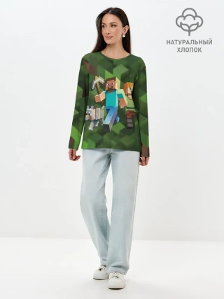 Лонгслив женский. Хлопок / minecraft