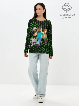 Лонгслив женский. Хлопок / minecraft