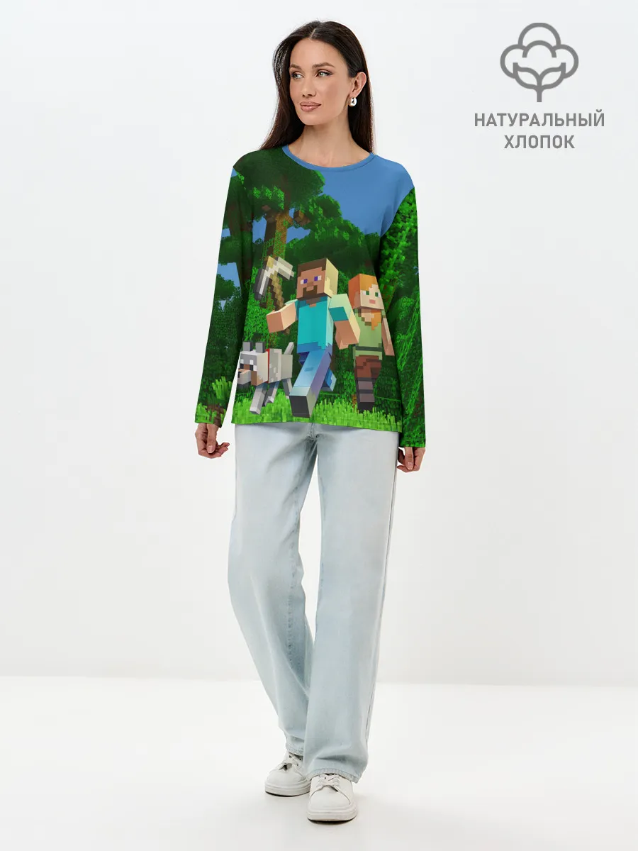 Лонгслив женский. Хлопок / minecraft