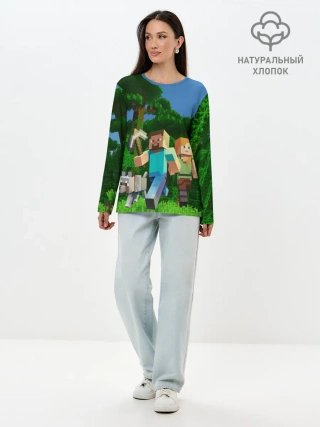 Лонгслив женский. Хлопок / minecraft