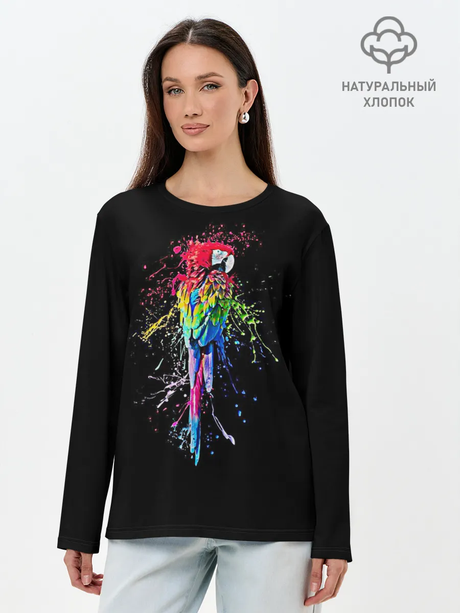 Лонгслив женский. Хлопок / Попугай