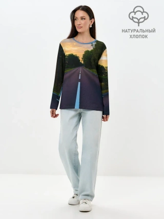 Лонгслив женский. Хлопок / дорога