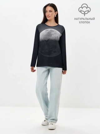 Лонгслив женский. Хлопок / луна