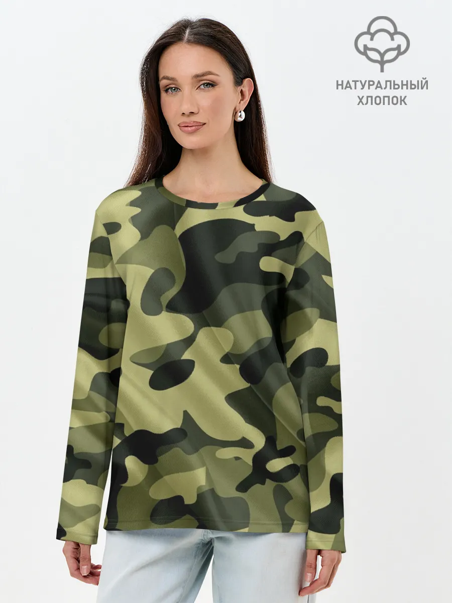 Лонгслив женский. Хлопок / Милитари
