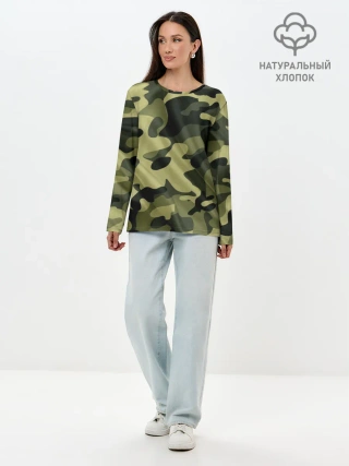 Лонгслив женский. Хлопок / Милитари