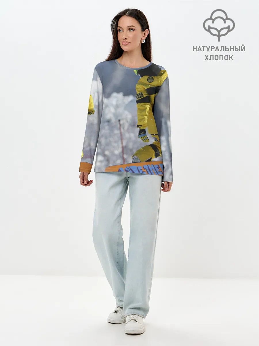 Лонгслив женский. Хлопок / сноубордист