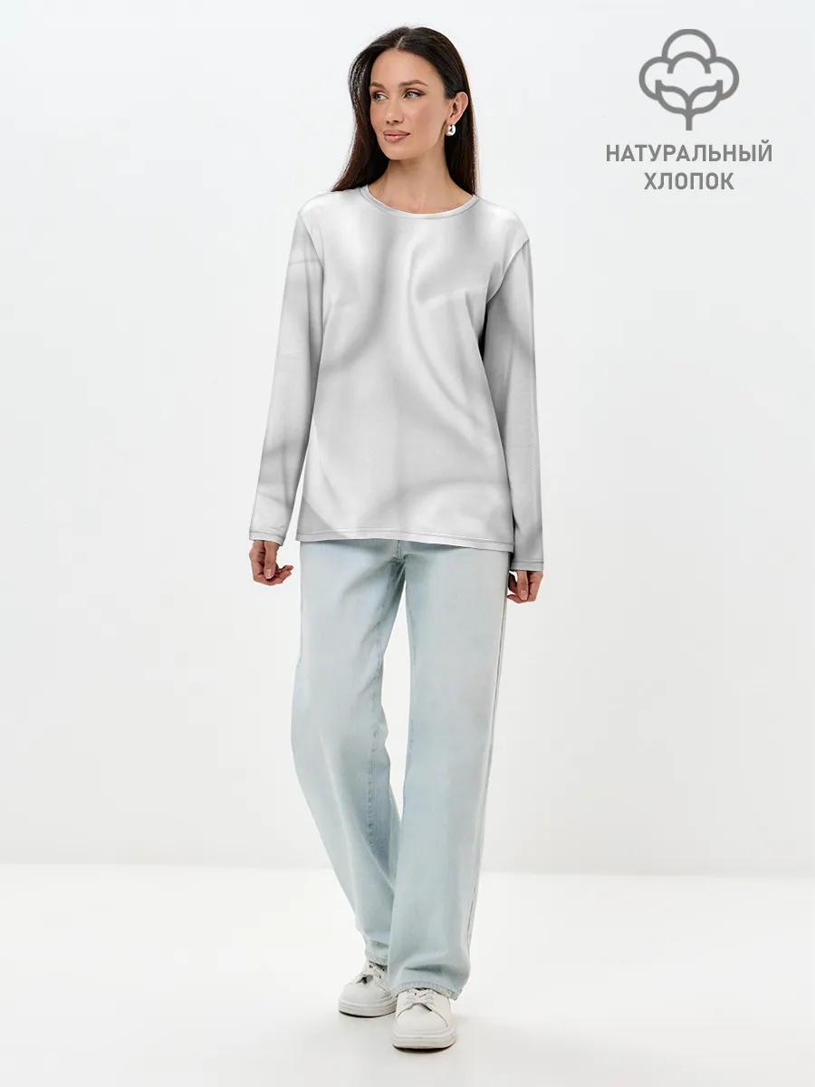 Лонгслив женский. Хлопок / Белое полотно текстура