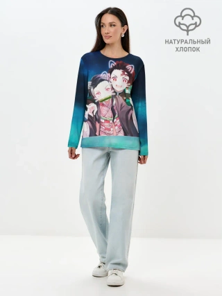 Лонгслив женский. Хлопок / Убийца демонов милые брат и сестра