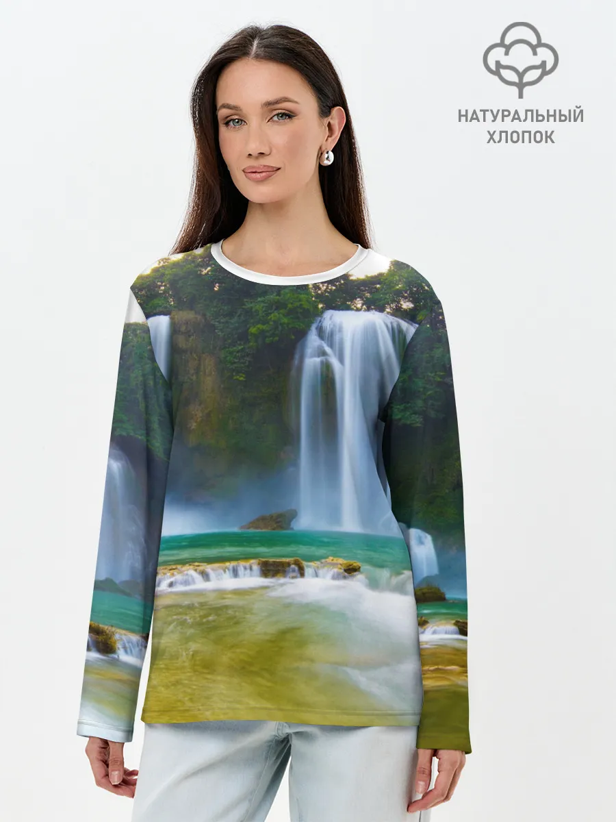 Лонгслив женский. Хлопок / водопад