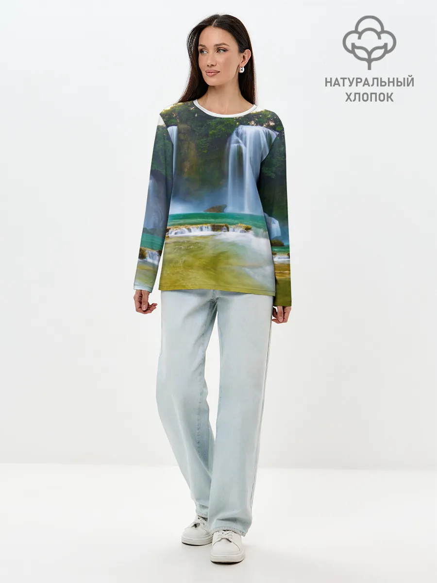 Лонгслив женский. Хлопок / водопад