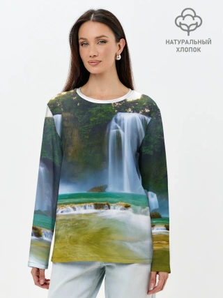 Лонгслив женский. Хлопок / водопад