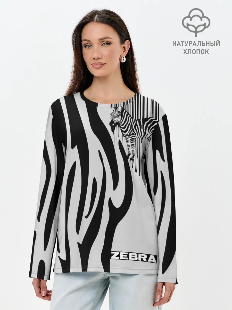 Лонгслив женский. Хлопок / Zebra