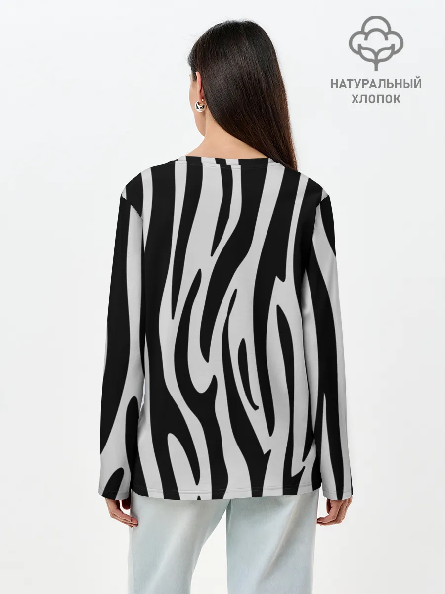 Лонгслив женский. Хлопок / Zebra
