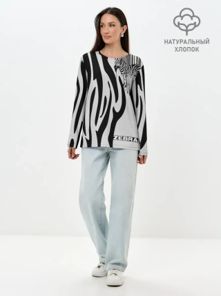 Лонгслив женский. Хлопок / Zebra