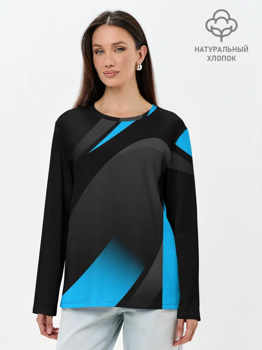 Лонгслив женский. Хлопок / SPORT WEAR BLUE