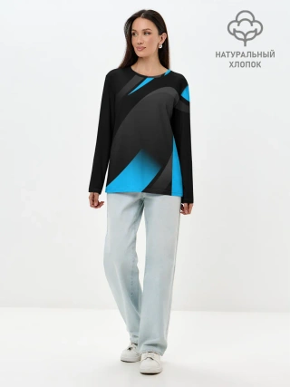 Лонгслив женский. Хлопок / SPORT WEAR BLUE