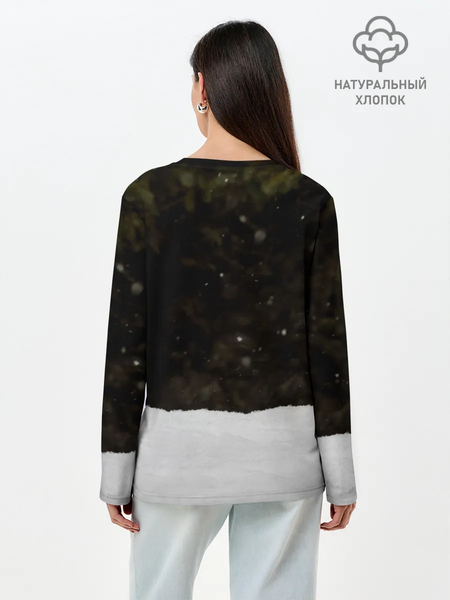 Лонгслив женский. Хлопок / Лиса и снег