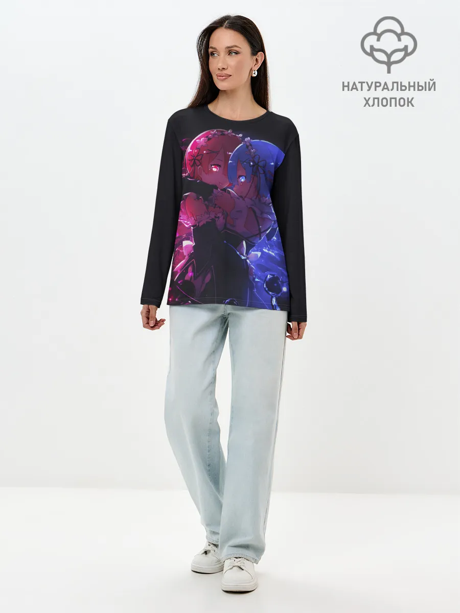 Лонгслив женский. Хлопок / Re:Zero Rem and Ram