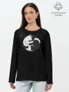 Лонгслив женский. Хлопок / Коты Инь Янь