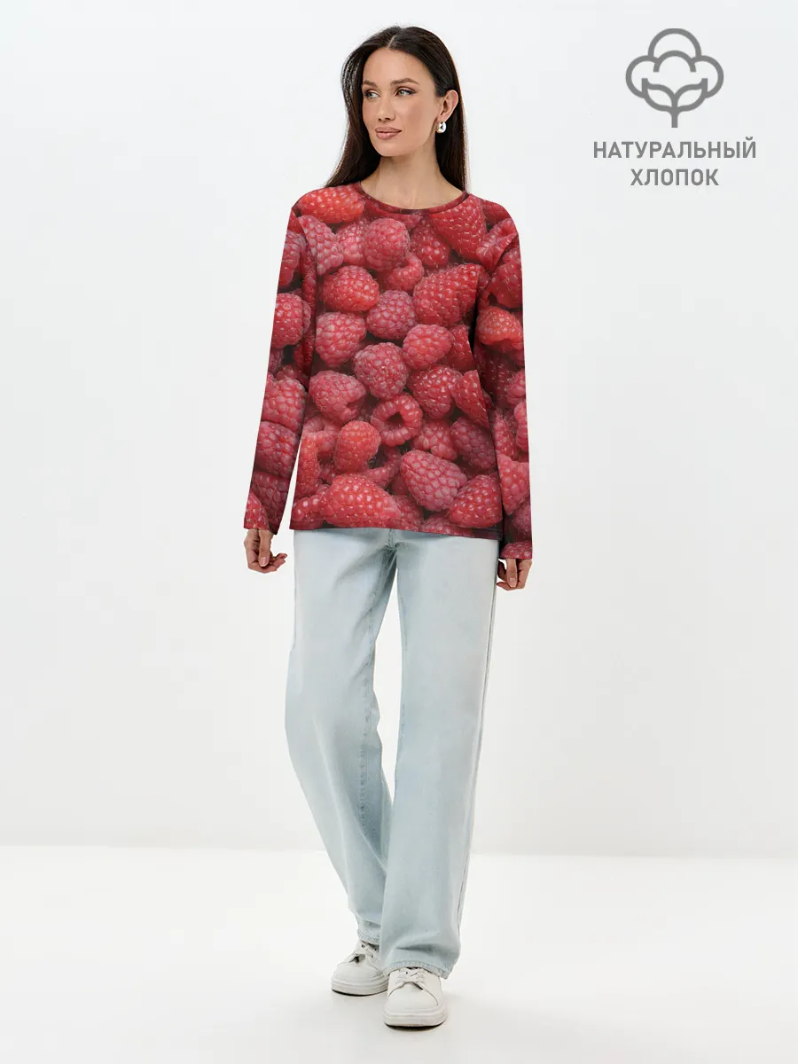 Лонгслив женский. Хлопок / Малина.