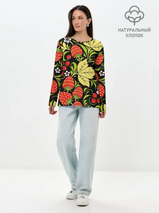 Лонгслив женский. Хлопок / Хохлома