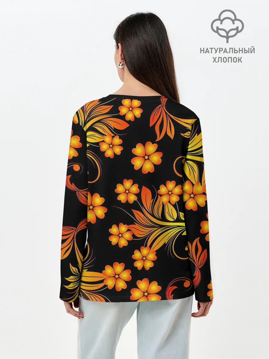 Лонгслив женский. Хлопок / Хохлома
