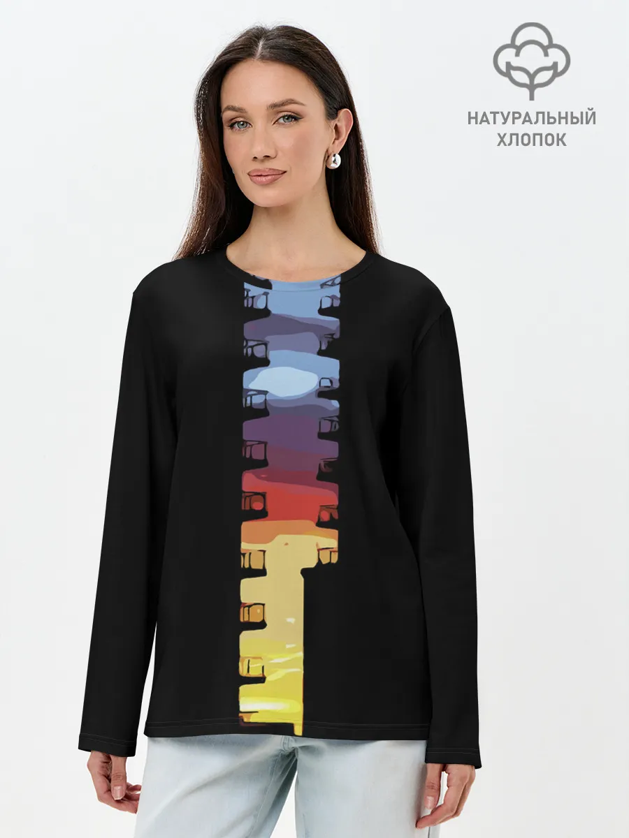 Лонгслив женский. Хлопок / Балконы