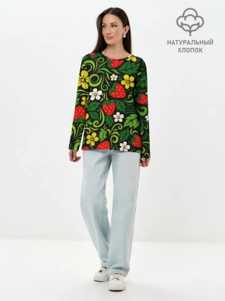 Лонгслив женский. Хлопок / Хохлома