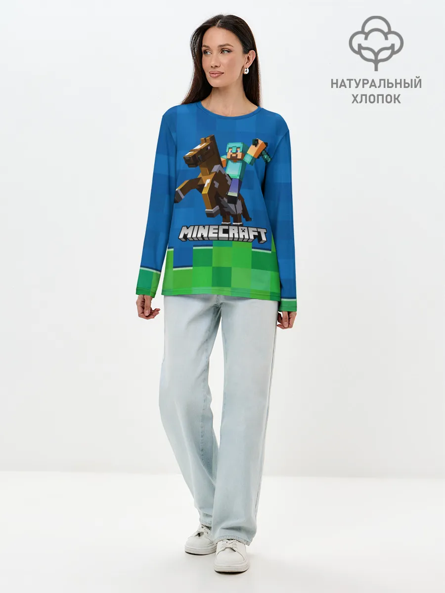 Лонгслив женский. Хлопок / Minecraft / Майнкрафт