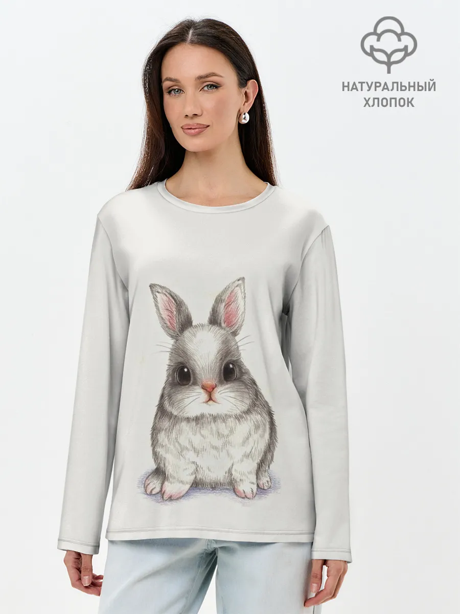 Лонгслив женский. Хлопок / зайка