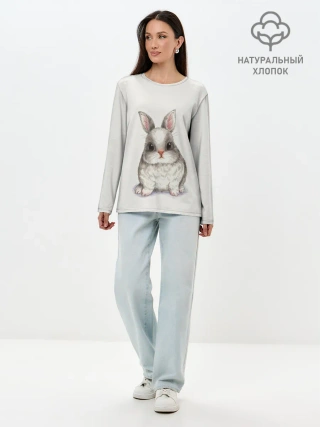 Лонгслив женский. Хлопок / зайка