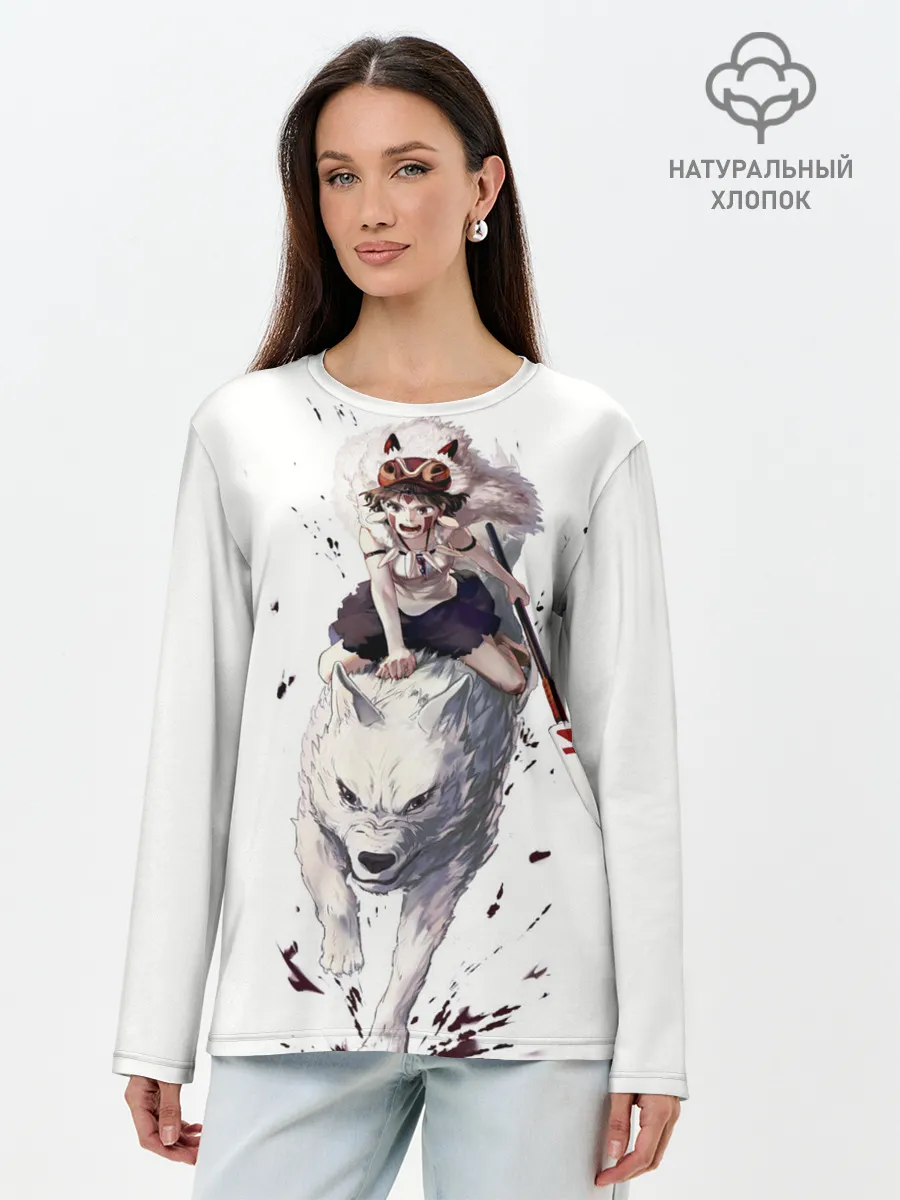 Лонгслив женский. Хлопок / Принцесса Мононоке