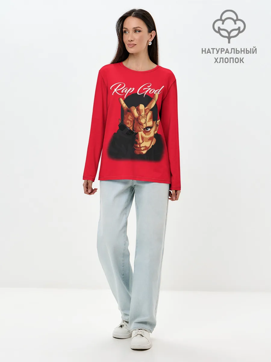 Лонгслив женский. Хлопок / EMINEM RAP GOD