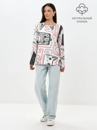 Лонгслив женский. Хлопок / Cats