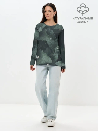 Лонгслив женский. Хлопок / Мята.