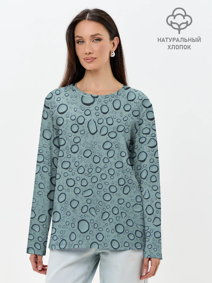 Лонгслив женский. Хлопок / Капли.