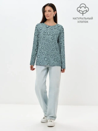 Лонгслив женский. Хлопок / Капли.
