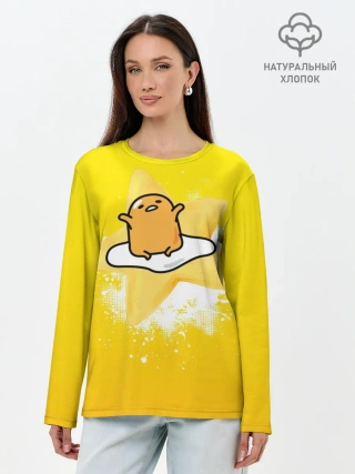 Лонгслив женский. Хлопок / желток аниме