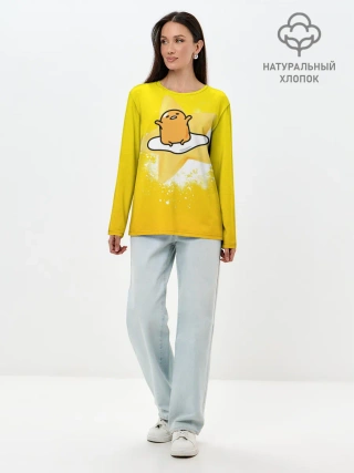Лонгслив женский. Хлопок / желток аниме