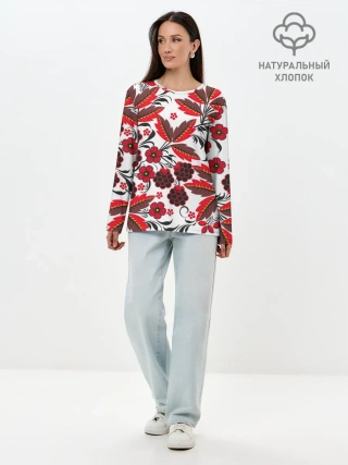 Лонгслив женский. Хлопок / Хохлома