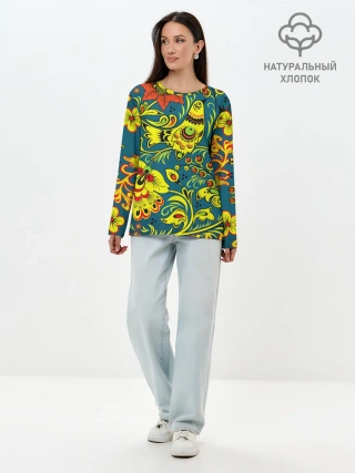 Лонгслив женский. Хлопок / Хохлома